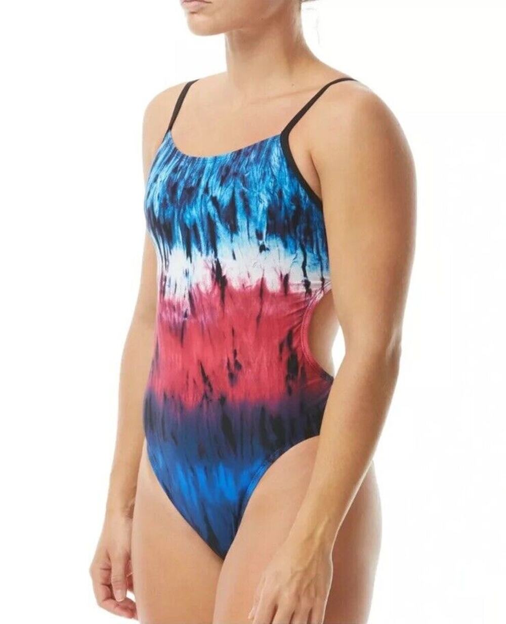 TYR Diffusion Trinity Fit One Piece Swimsuit women’s XL (36) NWT RED WHITE BLUE
